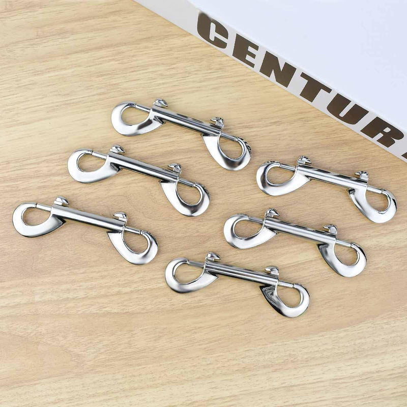 6 Pack Double Snap Hooks Double Ended Bolt Snaps Hook Double Ended Clips Dog Leash Hook Clips Pet Chain Buckle Metal Trigger Snap Hooks Zinc Alloy Double Hook Clip Heavy Duty Chain Clip (Silver)