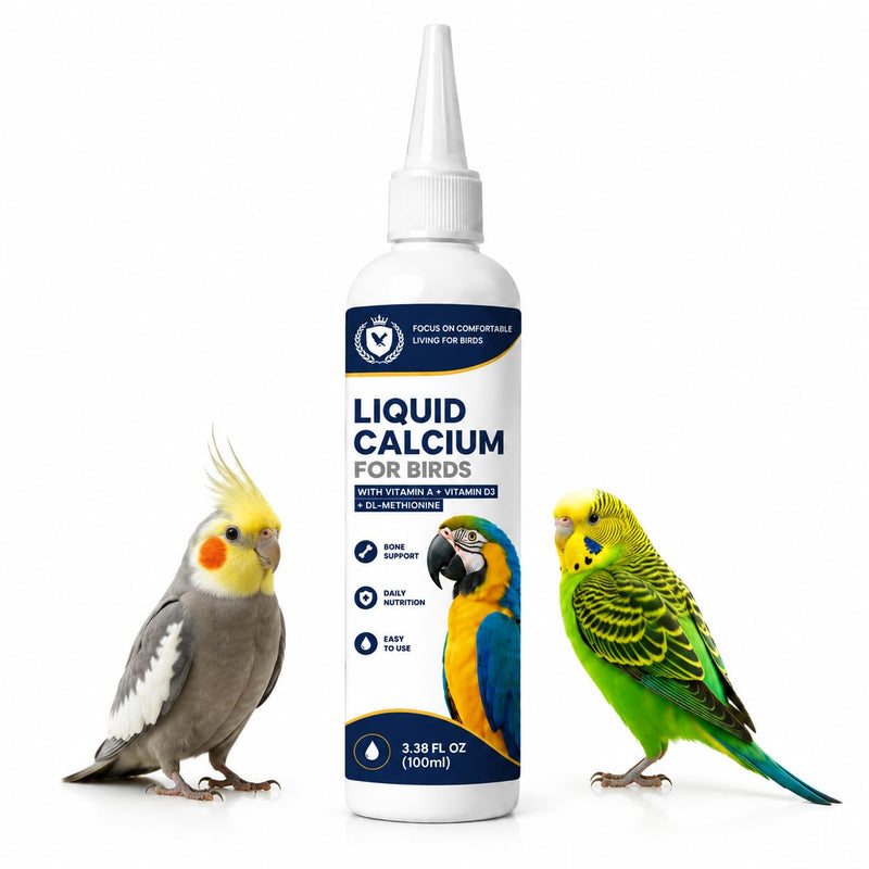 Liquid Calcium for Birds, Calcium Drops with Vitamin D3 for Parrots, Cockatiels & Budgies, Bird Calcium Supplement for Strong Bones, Healthy Feathers & Daily Nutrition, 3.38 FL OZ