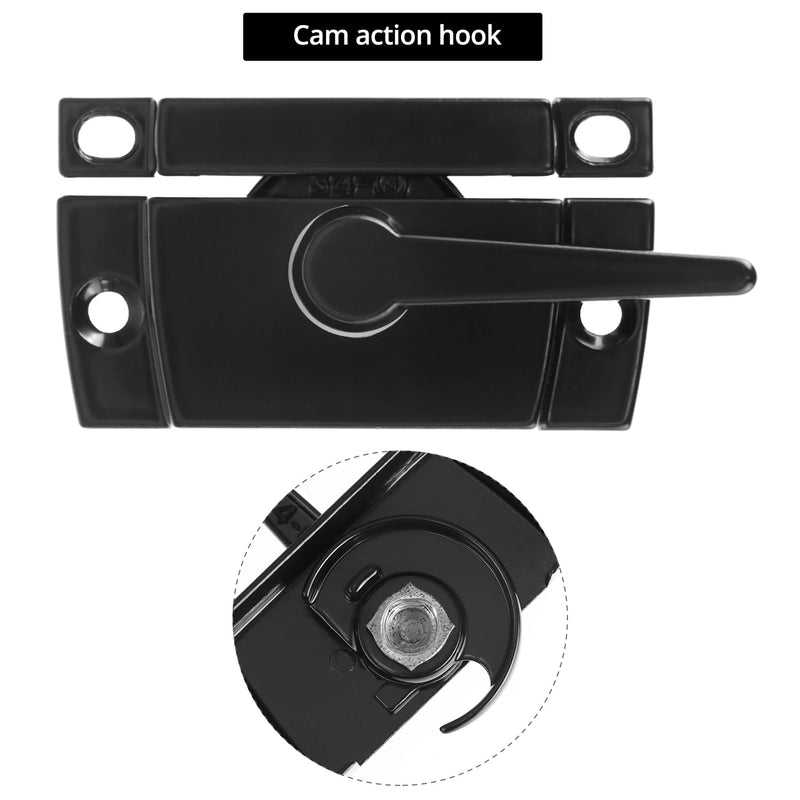 QWORK Black Window Sash Locks, 10 Pcs, Zinc Alloy Latch Replacement for Vertical & Horizontal Sliding