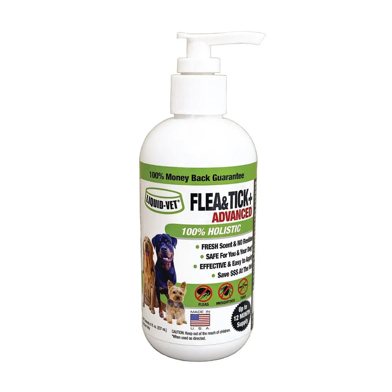 Natural Flea and Tick Topical Treatment, Repels Fleas Ticks and Mosquitoes, Quick-Dry No Residue, All Food-Grade Ingredients, 8 oz
