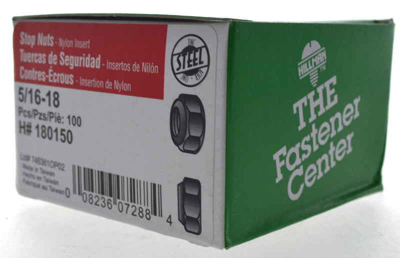 Hillman 180150 5/16-18 Nylon Lock NUT, 5/16"-18, 100-Pack, 100