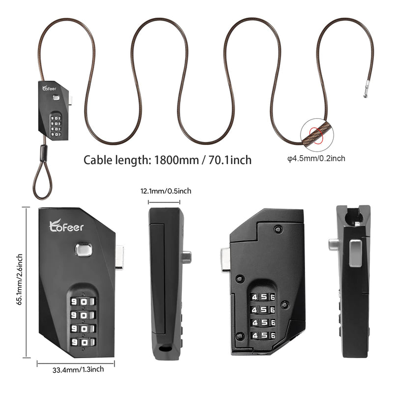 Adjustable Cable Lock, Combination Wire Lock Trail Camera and Kayak Lock, 6.5ft Long Cord for Luggage Suitcase Helmet, Zinc Alloy Lock Part, Steel Cable, 10,000 Codes, Easy to Use - NewNest Australia