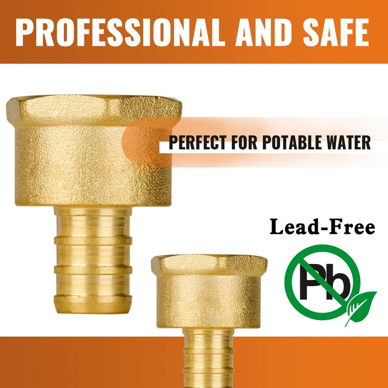 1/2" Pex Fittings, SUNGATOR 1/2 Pex Female Adapter, PEX 1/2" x 1/2" NPT Female Threaded Adapter, 1/2" Pex to 1/2" Female NPT, No Lead Brass 1/2" Pex Fittiings Set, ASTM F1807(6 Pack) 1/2 ", 6 Pack - NewNest Australia