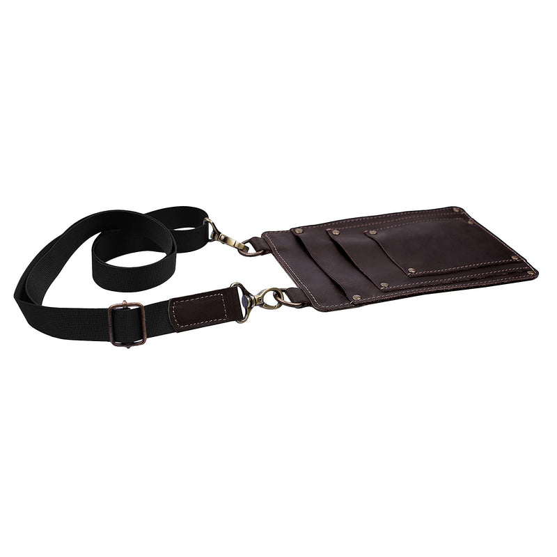 Leather Florist Tool Belt Bag Garden Farmer Pouch Organizer - Hand Tools Holder Utility Kit (Dark Brown) Dark Brown