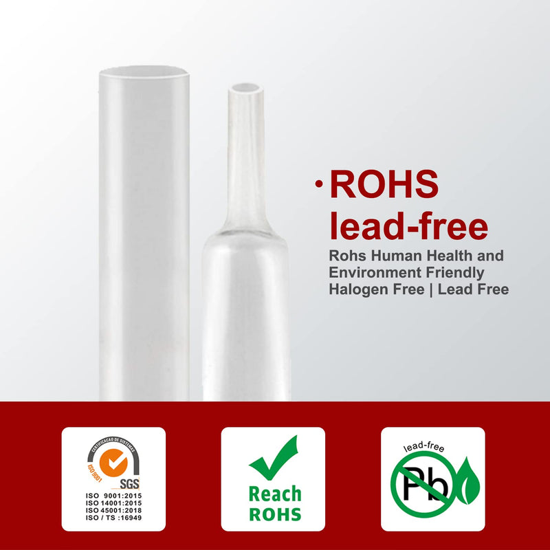 Chanzon 2:1 Ratio 1/8" (3mm) Heat Shrink Tubing 8Ft Roll (2.5M Total Length) Clear/Transparent Polyolefin Sleeving Wrap Shrinking 2 to 1 1pcs 3mm (1/8") - 8FT Transparent