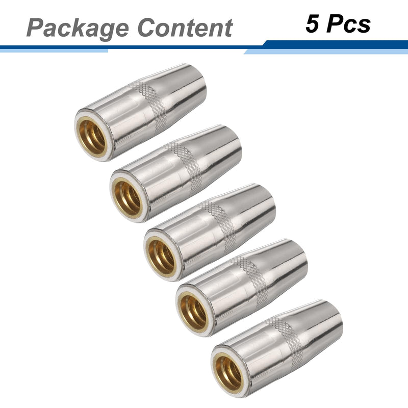 HARFINGTON 5pcs Mig Welding Gun Nozzle 1/2" Orifice KP2742-1-50F Gas Welding Gun Nozzle Copper Nickel Plating Welding Gun Accessory for 250L PRO Curve 200 MIG Gun 200A/300A/400A Parts 5