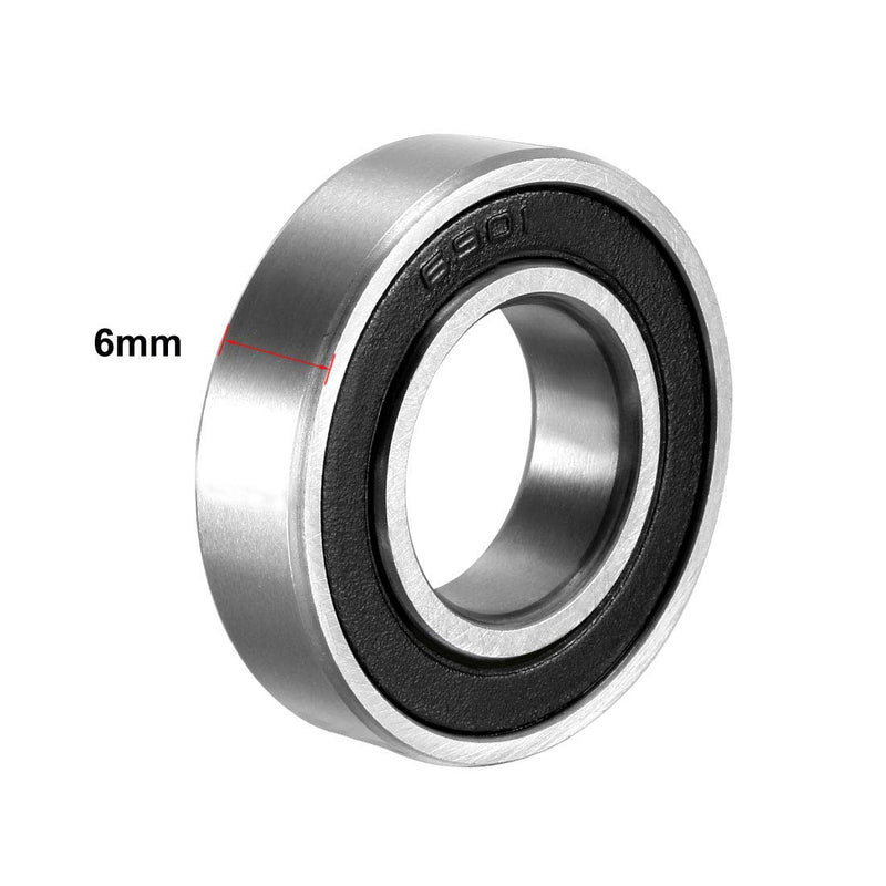 uxcell 6901-2RS Deep Groove Ball Bearing Double Sealed 1180901, 12mm x 24mm x 6mm Carbon Steel Bearings (Pack of 10) 12mmx24mmx6mm