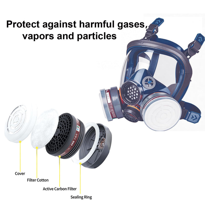 Full Face Respirator Mask,Gas Mask Protect Against Harmful Gas,Dust,Chemicals, Safety Mask with Active Carbon Filter
