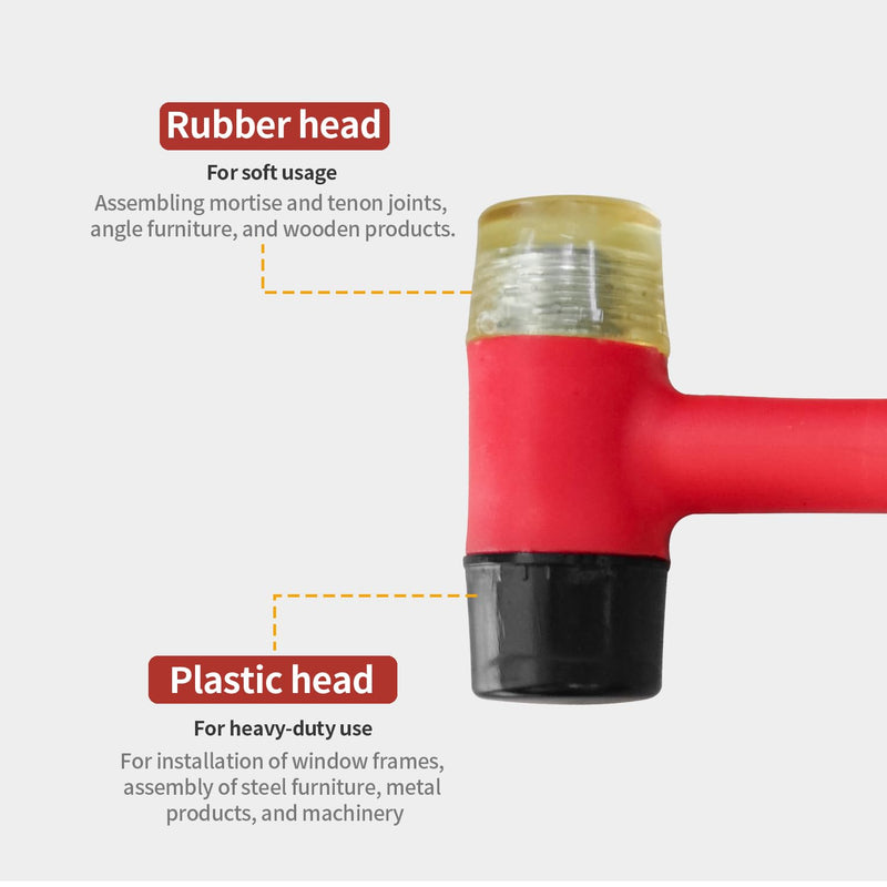 Rubber Mallet, Rubber Mallet Hammer, Double-Face Hammer, Small Rubber Mallet, Rubber Hammer for Vinyl Flooring, Tile, Crafts, Jewelry Making 25 Mm One-piece Mallet