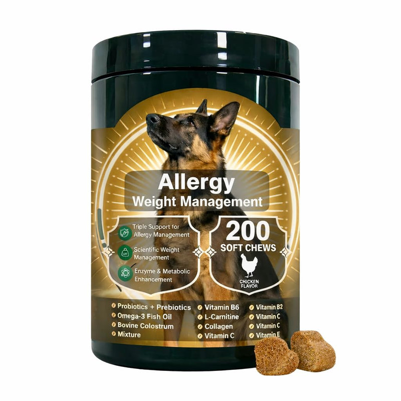 Dog Allergy Relief Chews – Natural Itch & Skin Irritation Relief, Supports Immune System, Reduces Seasonal Allergies, Safe for All Breeds – 200 Soft Chews