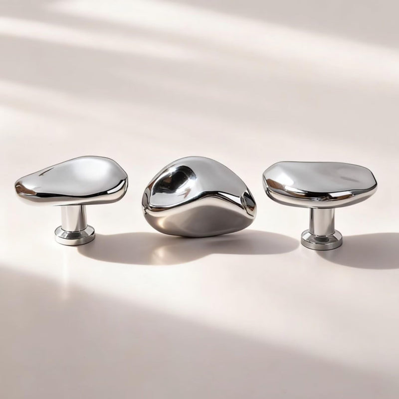 Solid Polished Chrome Cabinet Knobs Silver Drawer Pull Zinc Hardware Handle | Modern Cupboard Knob for Kitchen Dresser Bathroom Furniture Unique Home Decor Housewarming Gift Pack of 6 6 Pack