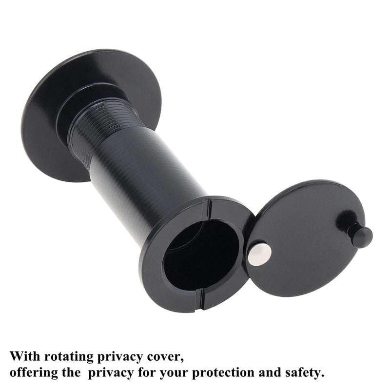 Door Viewer Peephole, 200 Degree Peephole with 5/8" (16 mm) Drill Bit for 1-1/2" to 2-3/8" Doors, Security Front Door Viewer with Privacy Cover (Black) Black