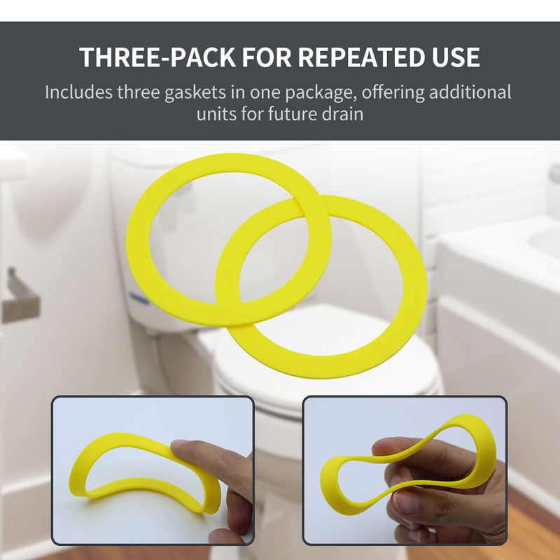 2-Pack Yellow Silicone Flush Valve Seal, Replaces Fluidmaster 510K-001-P10 for Kohler Aqua Piston & American Standard Champion 3 Toilet
