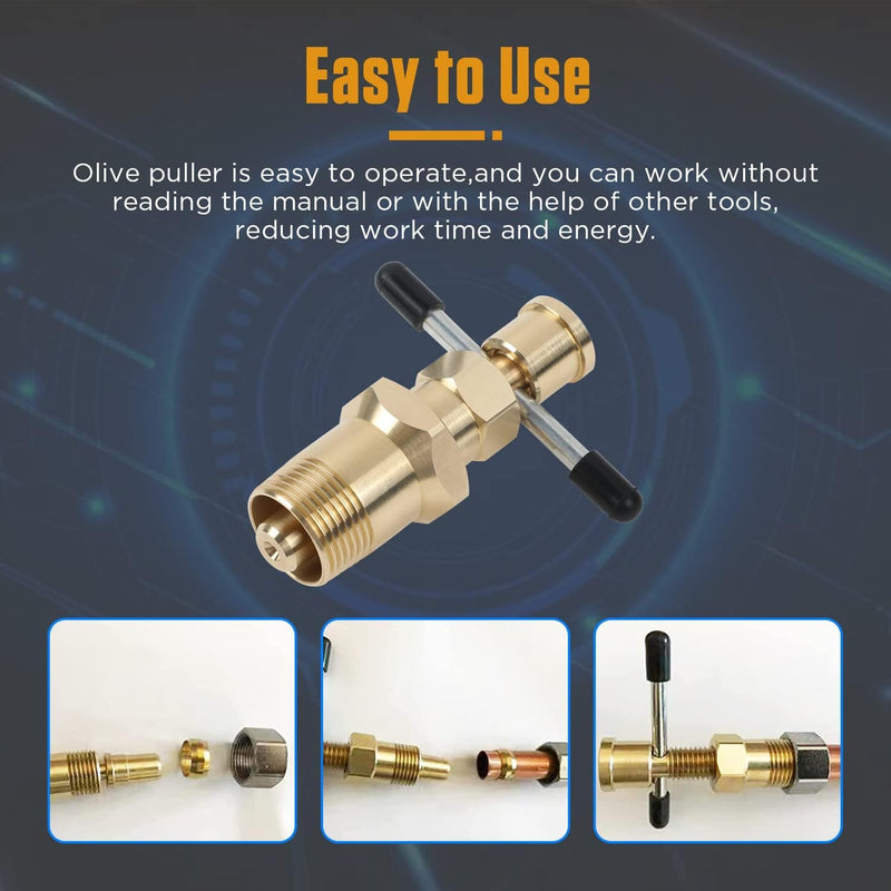 Pipe Olive Remover Puller Tool - Angchun Olive Puller Remover Ferrule Puller with Diameters of 1/2in & 3/4in Compression Sleeve Puller Tool Suitable for Brass Olive Pipes Easy Removal Without Damage