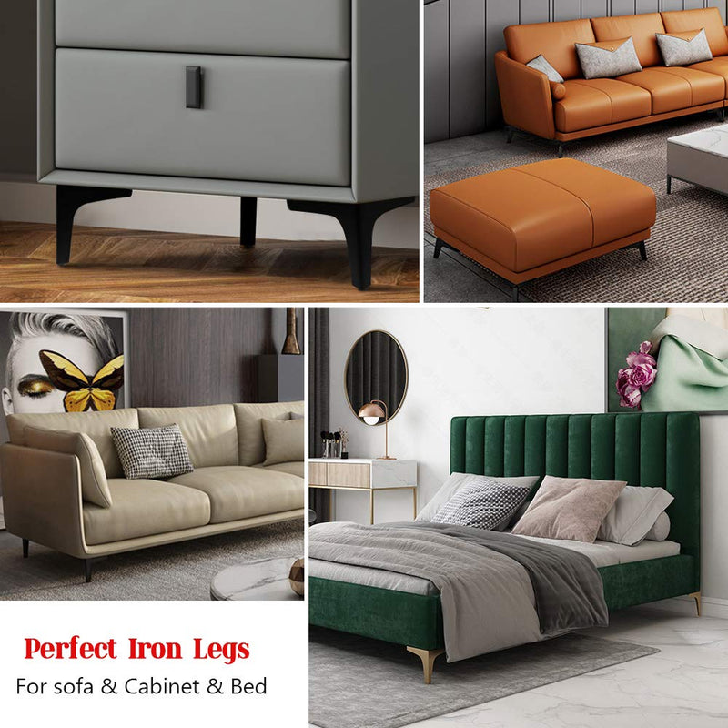 4pcs 6 Inch Furniture Legs, Modern Style Furniture Sofa Legs Metal Matte Black Triangle Feet for Table Cupboard Sofa Couch Chair 6" / 15cm, 4 Pcs