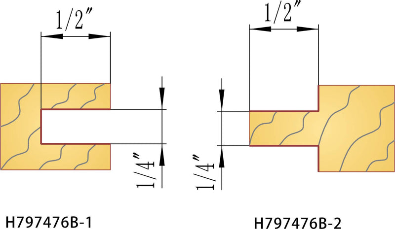 BETOP Tongue-Groove Router Bits, 1-7/8" Dia., 1/2" Cutting Depth, 2-Flute Carbide, V-Groove Cut
