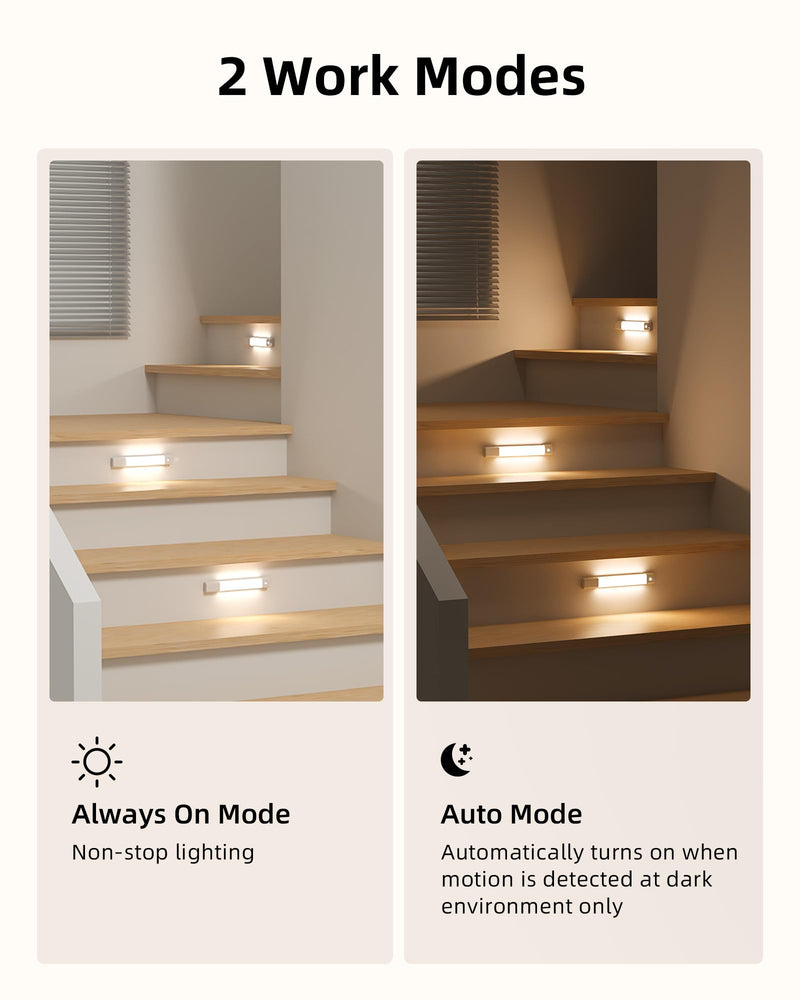 EZVALO Closet Lights, 30 LED Rechargeable Under Cabinet Lighting Wireless, 3 Color Temps Under Cabinet Lights, Dimmer Motion Sensor Light Indoor for Pantry, Kitchen, Bedroom, Woadrobe (3 Pcs) White 8inch-3Pack