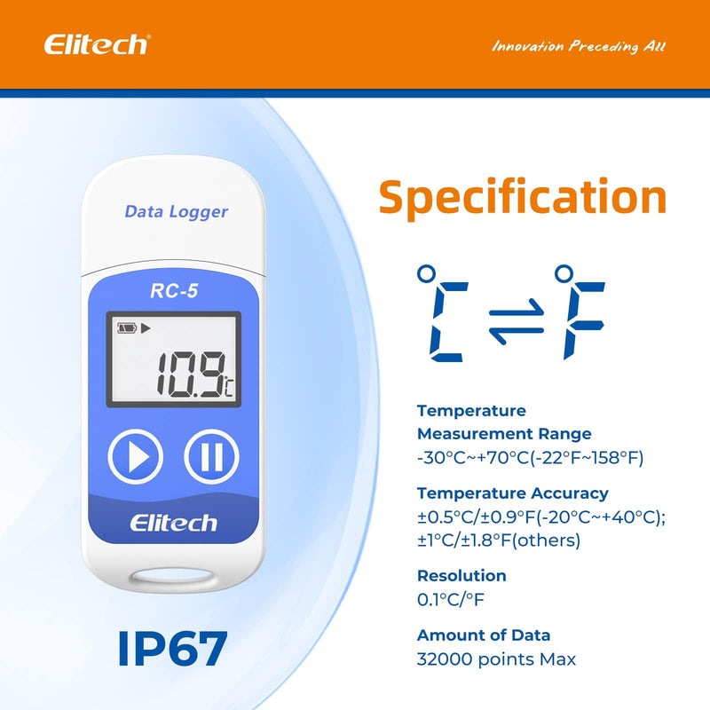 Elitech RC-5 USB Temperature Data Logger Recorder 32000 Points High Accuracy Standard