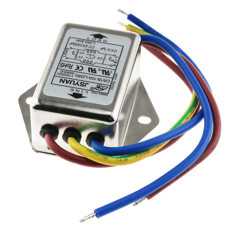 E-outstanding EMI Filter 115/250VAC 10A Suppressor Power Noise Filter With Wire
