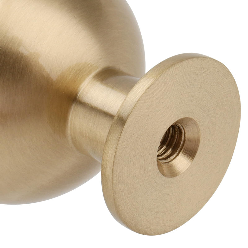 HAKZEON 6 Pack 1 Inch Diameter Solid Brass Cabinet Knobs, Round Ball Champagne Cabinet Knobs Sphere Pulls Brushed Brass Finish for Drawers Wardrobes Dresser