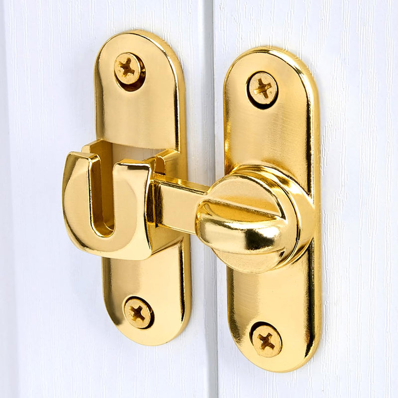 2 Packs Gold Barn Door Latches - Adjustable 90/180 Degree Flip Latch System - Zinc Alloy for Secure and Stylish Privacy Solutions on Barn Doors,Windows,Garden Access,Cabinets,and Sliding Doors Gold_V3 2