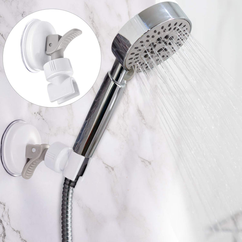 Shower Hand Held Holder Adjustable Suction Cup Shower Head Holder Universal Mounting Bracket Plastic ABS with Chrome Polished for Marble Glass Metal Ceramic 1 Grey Wrench