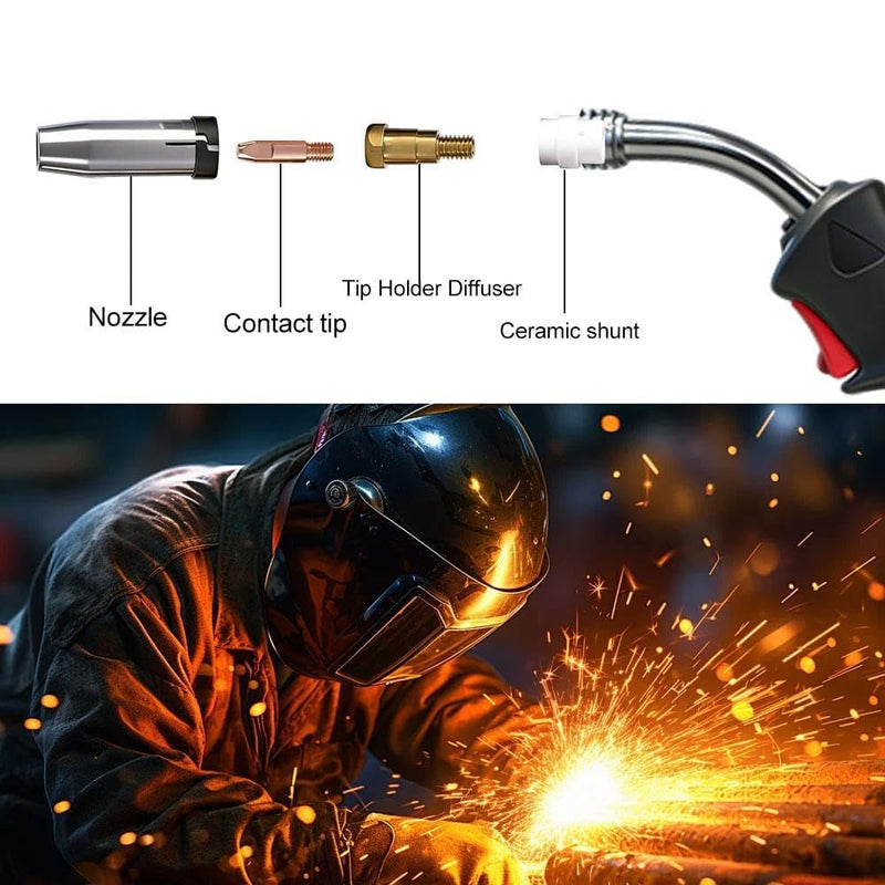 16-pk MIG Welding Tip Holder Kit (Includes .045" Contact Tips, Nozzles, Diffuser) Compatible with Eastwood MIG250, Eastwood MP250 and Eastwood MP250i Welder Gun 16-PK .045" Kit