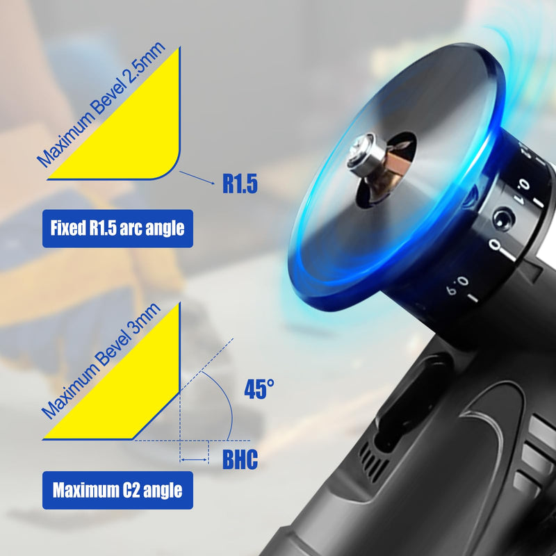 Pneumatic Chamfering Tool Handheld, Mini Air-Powered Chamfering Machine Trimming, 45° Arc Corner with 1/4 Inch Air Inlet for Metal Wood Beveling Deburring (C&R Angle Blades) C&r Angle Blades