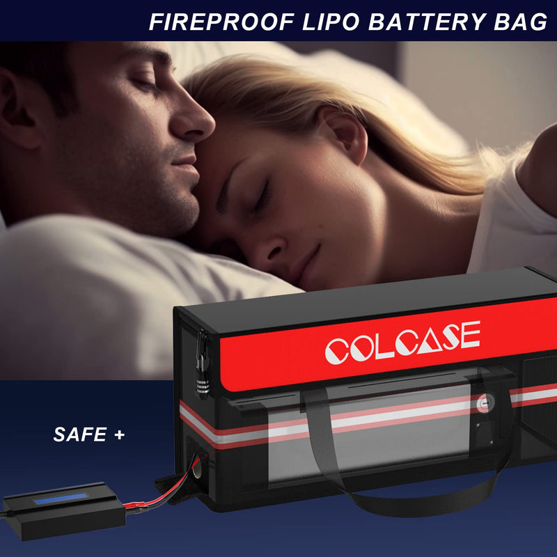 COLCASE Lipo Safe Bag Fireproof Explosionproof Ebike Battery Storage and Lipo Battery Charging with Combination Lock Silicone Coated Fireproof Bag (20 x 5.5 x 9 in)