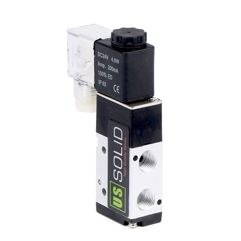 U.S. Solid 1/4inches NPT Pneumatic Electric Solenoid Valve 3 Way 2 Position DC 24V