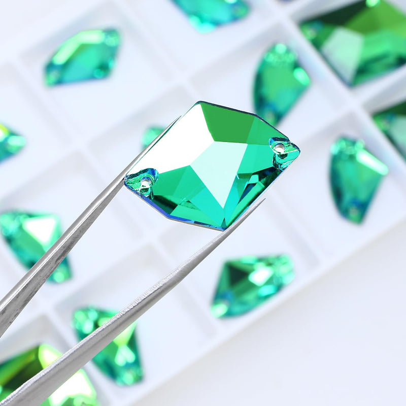 DONGZHOU Sew On Rhinestones for Clothes,71Pcs Sew On Crystals with Holes Flatback Sewing Stones Mix Shape Glass Crystal Gems for Jewelry, Shoes, Costume Peridot
