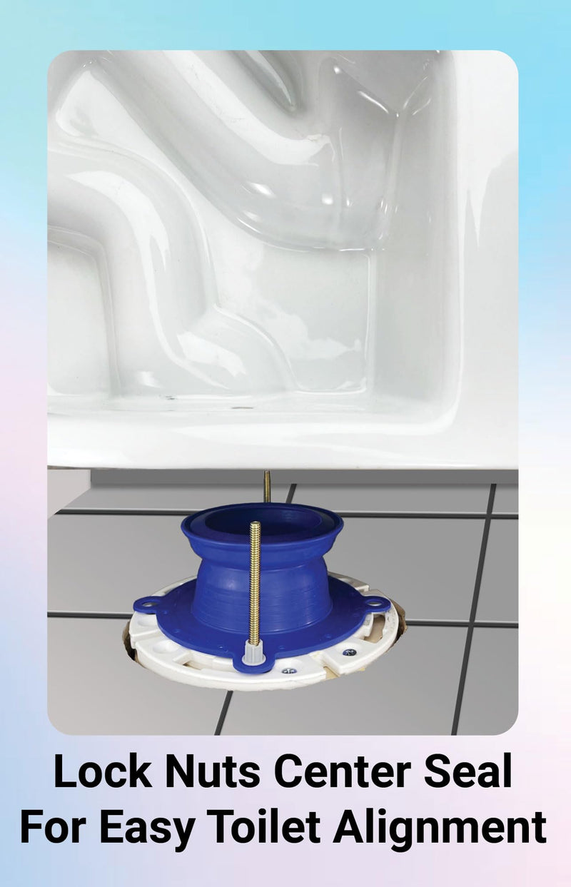 One N Done Toilet Flange Repair Kit - Complete Toilet Seal Repair For Wax Seal, Rubber Gasket Ring,Tool-Free Nuts Includes 3 1/2-Inch Locking Zinc Bolts, Easy Toilet Bowl Repair (Pack of1)