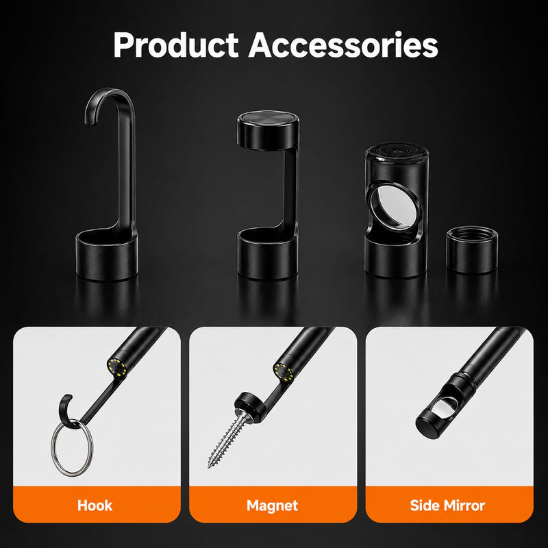 Endoscope Camera with Light 1920P HD Borescope Inspection Camera for Android & iPhone, Semi-Rigid Snake Cable with 8 LEDs, Waterproof for Sewer Pipe Automotive Inspection (Dual Lens 10m/32.8FT) 10m / 32.8FT Dual lens