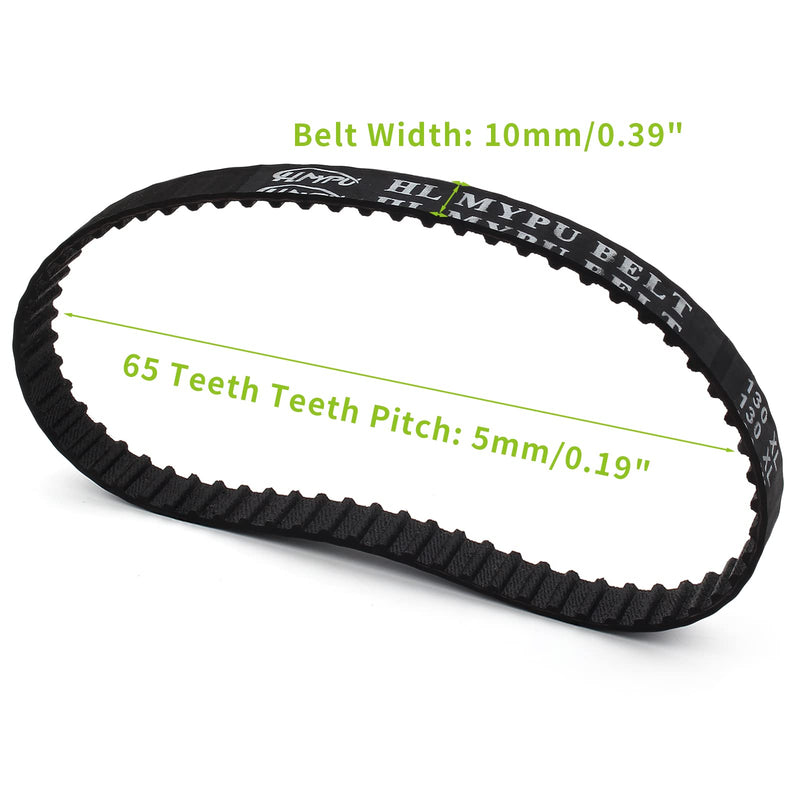 2pcs 130XL Timing Belt 65 Teeth Rubber Drive Belt 5mm Pitch 10mm Width Black Geared Belt (130XL037) 2