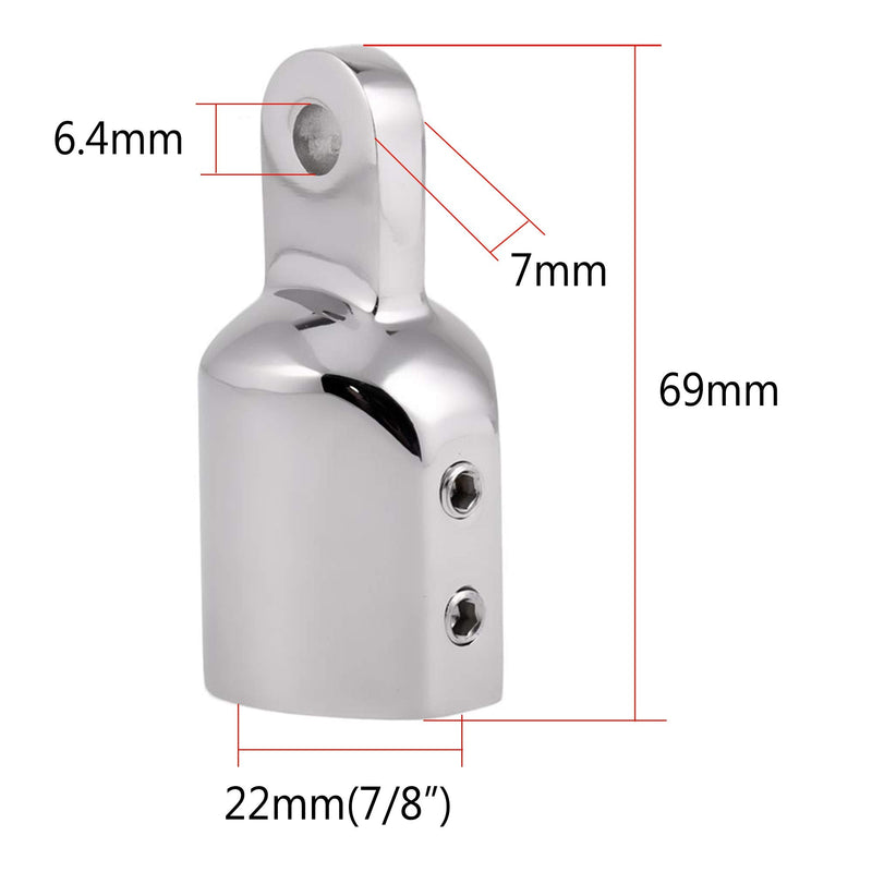 NRC&XRC Bimini Top Cap Eye End 1inch 7/8" with Two 1/4" Holes of the Eye Marine Stainless Steel 316 Heavy Duty Dome top (Pair) 7/8"