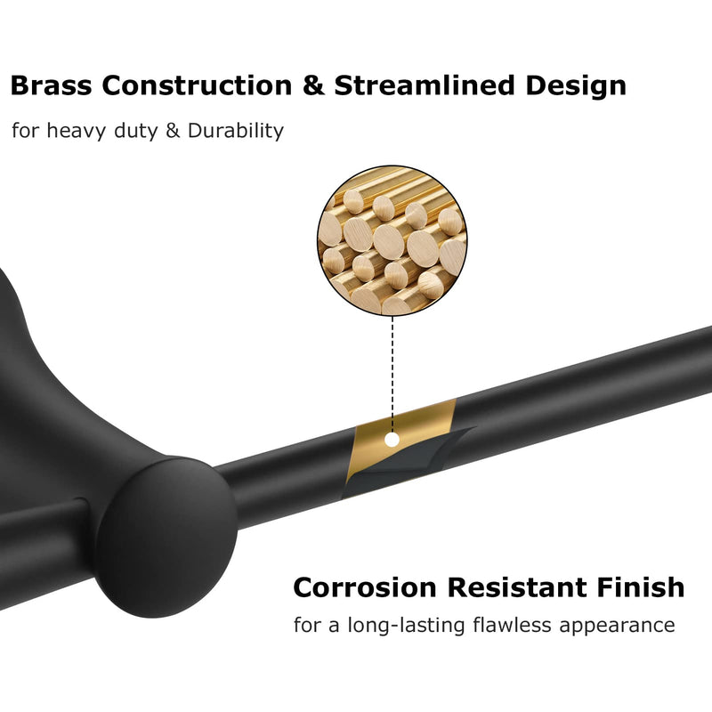 PARLOS Brass Toilet Paper Holder Tissue Roll Hanger for Bathroom & Kitchen Wall Mounted with Screws, Matte Black