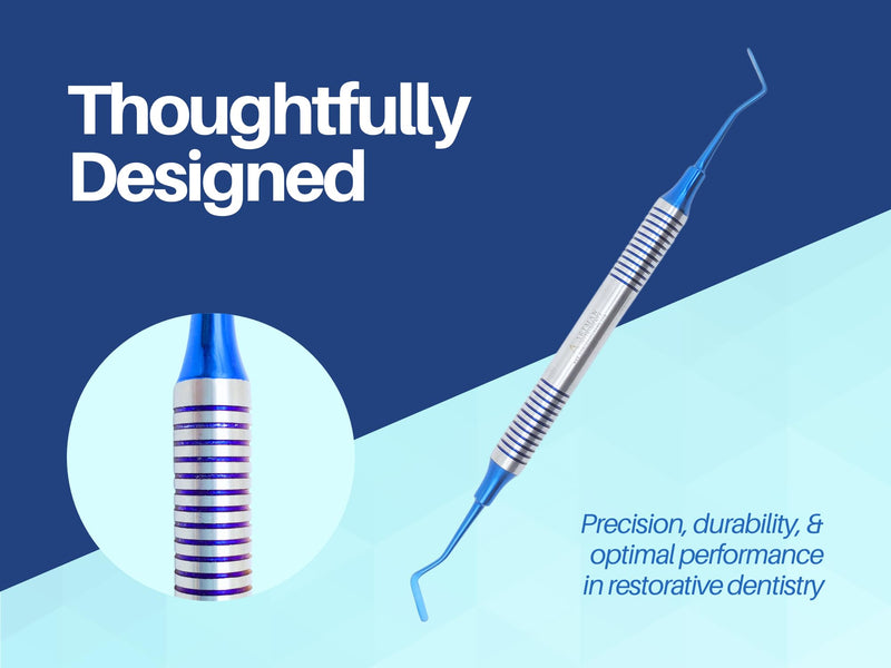Dental Composite Non Stick Filling Instruments Kit in Stainless Steel Cassette (6 PCS Blue Plasma Coated) Restorative Tools by Artman Instruments