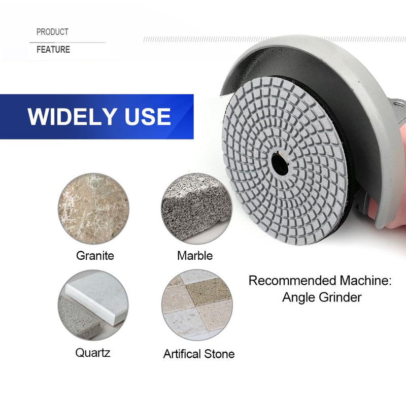 SHDIATOOL 4 - Inch Diamond Polishing Pads with White Bond Grit 800 Wet for Marble Granite Stone 8Pcs 100mm