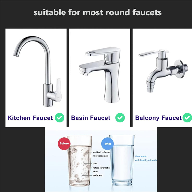 Sink Water Faucet Filter,360-Degree Rotating Faucet Filter Water Purifier Faucet Filter Purifier for Kitchen, Bathroom, Sink, Removes Heavy Metals and Hard Water(Blue) 1pcs faucet filter