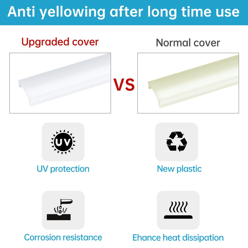 Muzata 3PACK 33FT/10M Continuous Milky White LED Cover Tape Light Seamless Plastic for U1SW U Shape Anti-UV Channel LC03 WW (ONLY Cover No Aluminum LED Channel Included) 15mm*4mm Milky White-Continuous