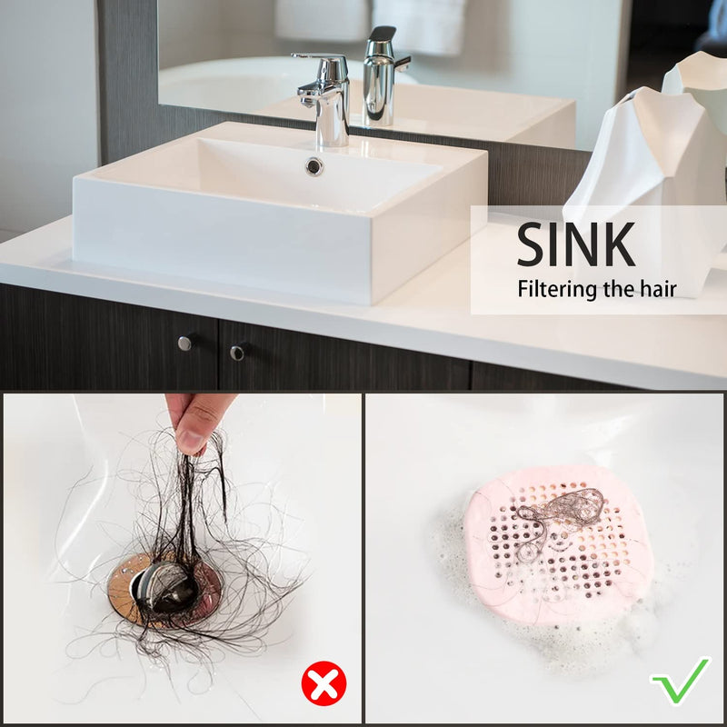 2 Pack Drain Hair Catcher Silicone Bathroom Accessories Shower Drain Protector Sink Drain Strainer Hair Stopper for Shower Kitchen Bathroom Tub Grey Gray