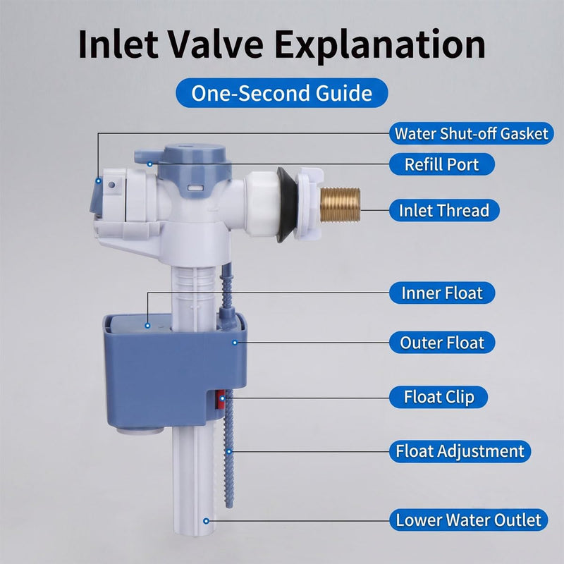 Side Mount Toilet Fill Valve brass connector for Delta RP71168 RP71192 C43906 - Quiet & Anti-Siphon Toilet Repair with 7/8 & 1/2 Inch Adapter, Height Adjustable Fill Valve Fits One/Two-Piece Toilets Copper