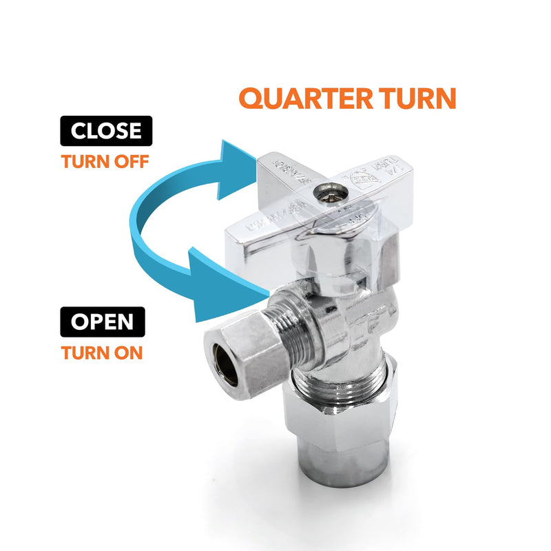Lead-Free Brass, Quarter-Turn, Angle Supply Stop Valves, 1/2" CPVC x 3/8" OD Compression (6Pack) 1/2"CPVC x 3/8"C (6Pack)