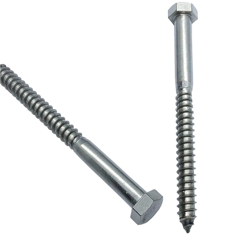 1/2" X 6" - 304 Grade Stainless Steel lag Screws, Hex Head Fasteners, Stainless Steel Screw. Use as Construction, Wood, Metal, lag Screw or mounting Screws Fasteners lag Bolts. Heavy Duty Screws. (5)