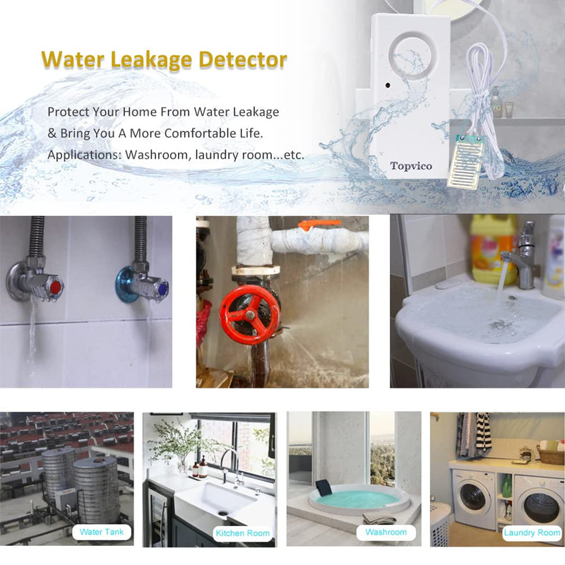 Topvico Water Alarms for Basements, Heater Leak Detector, Sump Pump Overflow RV Moisture Flood Sensor, 120dB Work Alone Battery Operated 3 Packs 3 Sensor