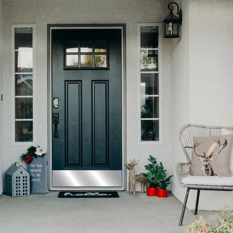 Door Metal Kick Plate 8x30 inches Aluminum Decorative Plates Protector for 32 inches Front Doors, 18 Ga Thickness 8"x 30" (Silver)