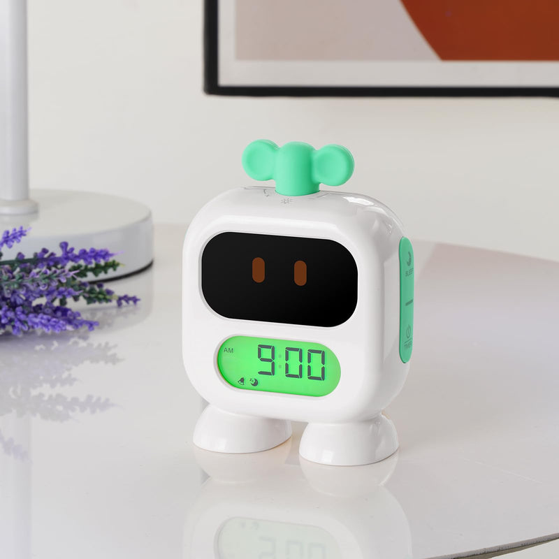 Kids Alarm Clock Ok to Wake with Green Light Red Light, Nap Timer, Robot Toddler Sleep Training Clock for Children (Blue) Blue