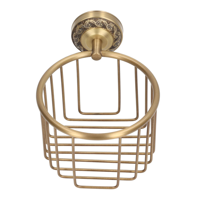 Brass Antique Toilet Roll Holder, Wall Mount No Punch Shiny Rusty resistants with Accessories for Bathroom Tissue Roll Dispenser