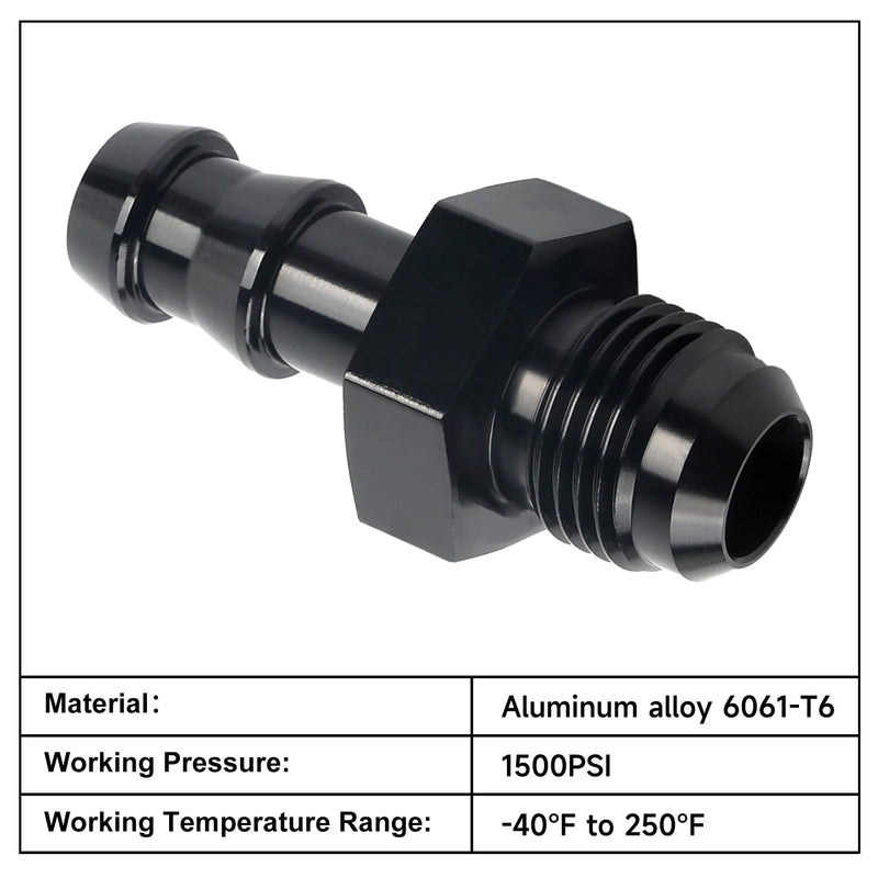 EVIL ENERGY 6AN Male to 3/8" Barb Push on Fitting Adapter Aluminum 1