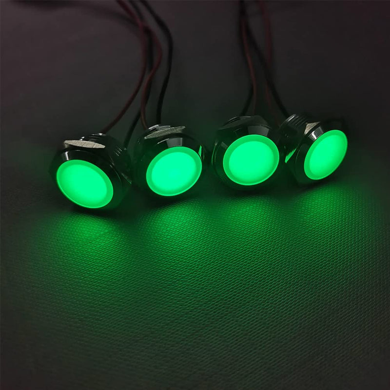 4pcs 110V 20mA Energy Saving Indicator Metal Indicator Lamp Waterproof Signal Lamp Hole Size 16mm Green LED (Spherical Surface Head)